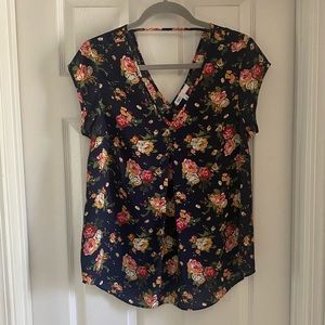 DR2 navy floral blouse.